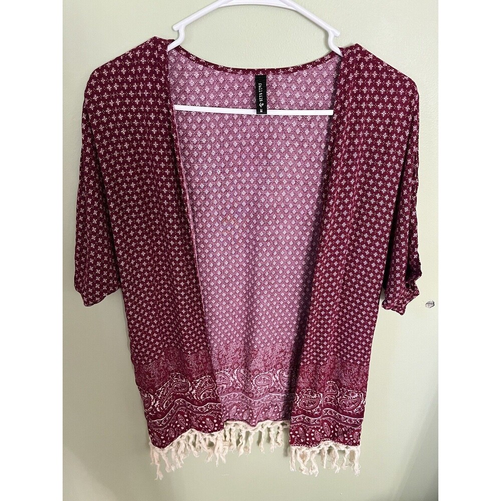 Full Tilt Girls Open Front Top Kimono Beach Cover-Up Tassels Size Medium